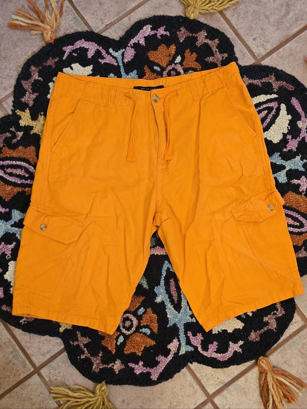 🔥🔥Y2K baggy Sean John orange linen cargo shorts size 36🔥🔥 #cargo #linen #y2k